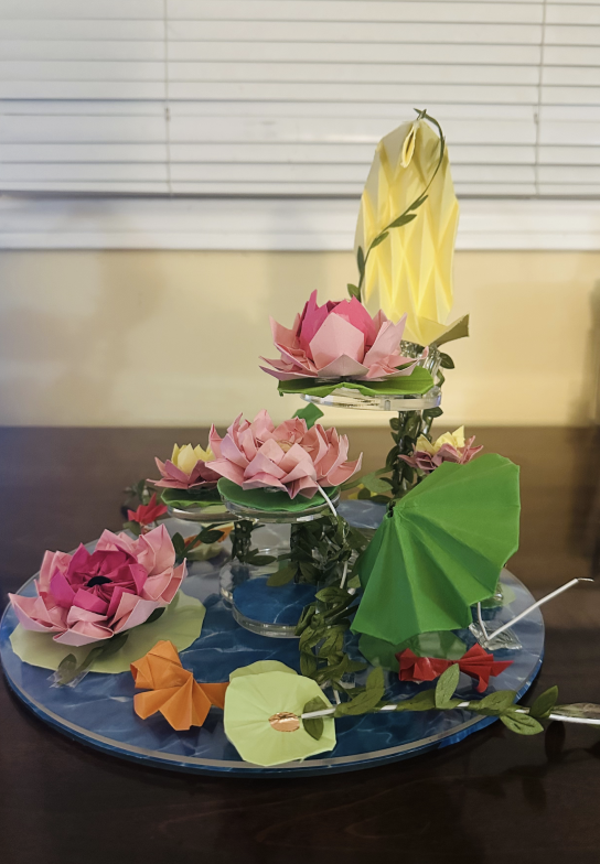 Right side view of the final interactive lotus pond object.